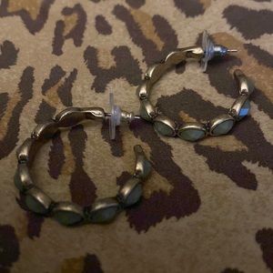 Lucky Brand Green Gemstone Hoop Earrings
